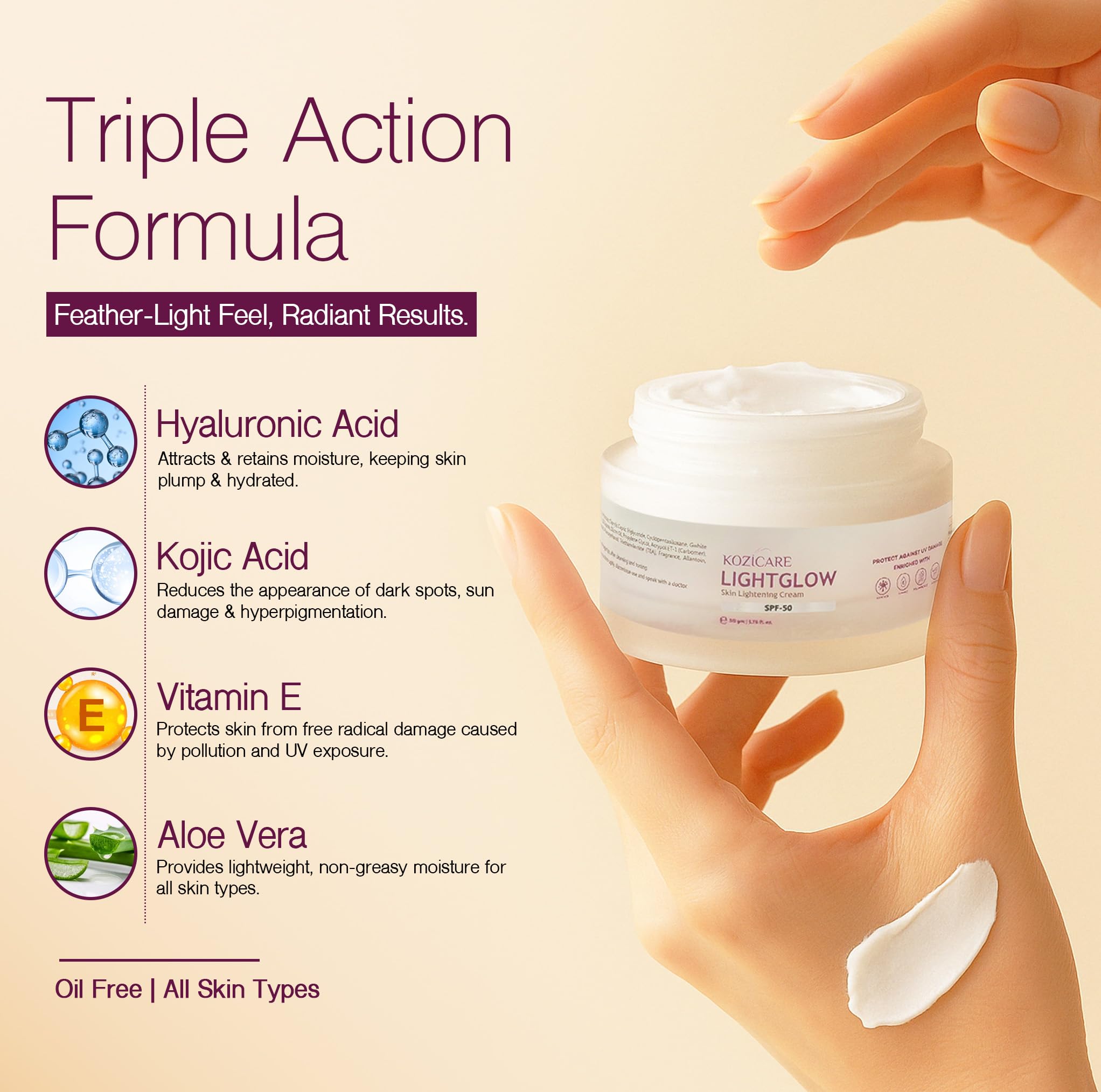 Kozicare Kojic Acid Cream with Hyaluronic Acid & Vitamin E